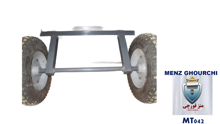 جزئیات چرخهای تقویتشده فرغون ۲ چرخ MENZ قورچی برای حرکت روان با بار سنگین.
